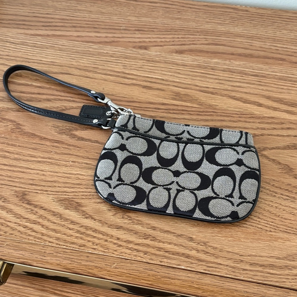Coach Signature Black and Gray Wristlet